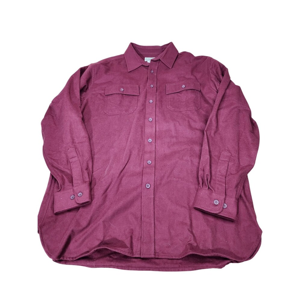 LL Bean 0‎ MT04 Flannel Button Up Shirt Men's XL Tall Maroon